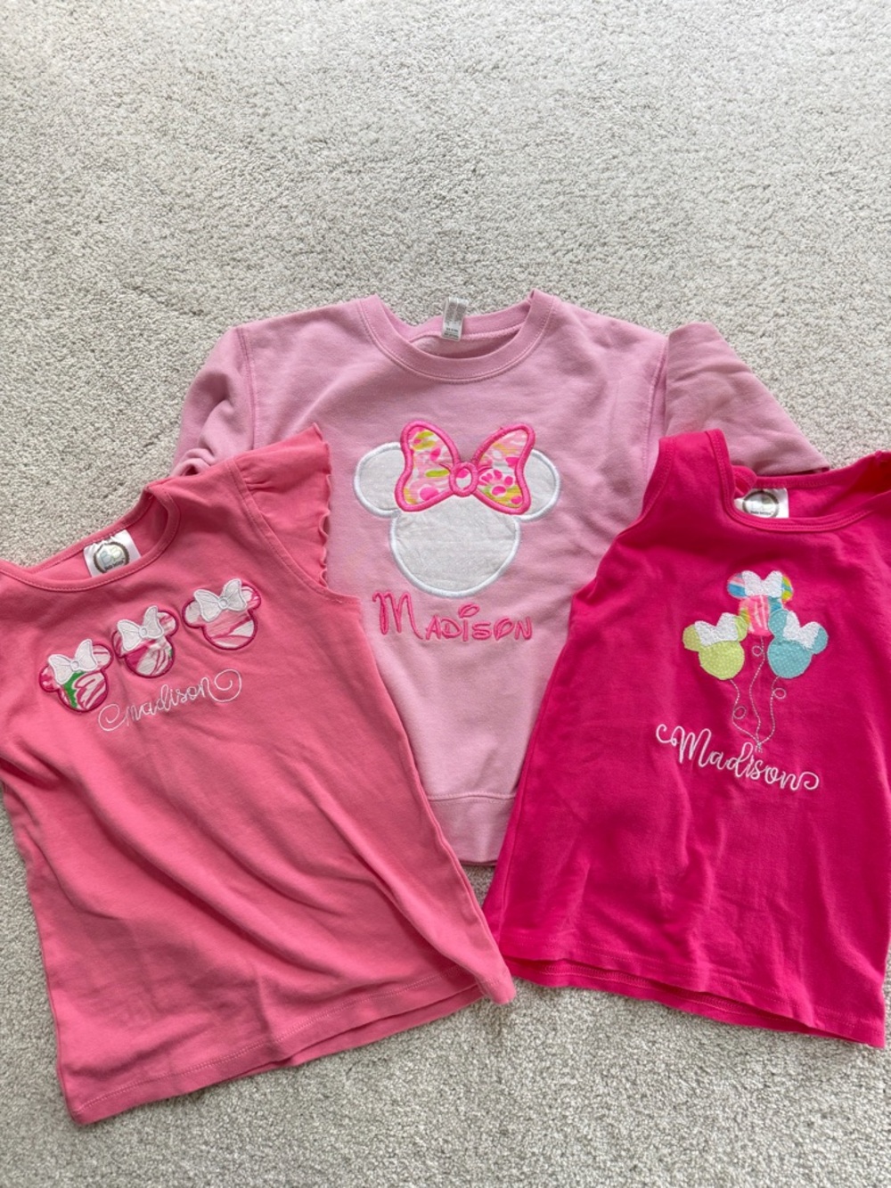 Girls “Madison” Minnie Mouse Shirts - 3 Pack